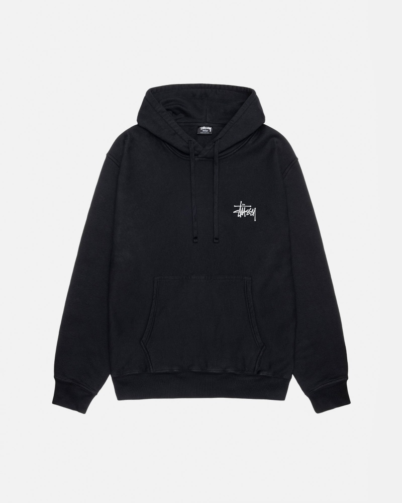 Stussy Basic Pigment Dyed Hoodie Black | 71480JATD