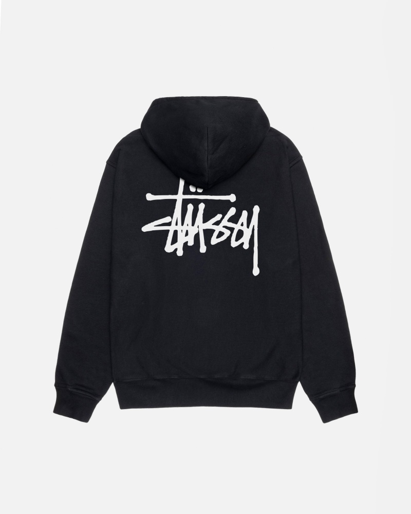 Stussy Basic Pigment Dyed Hoodie Black | 71480JATD