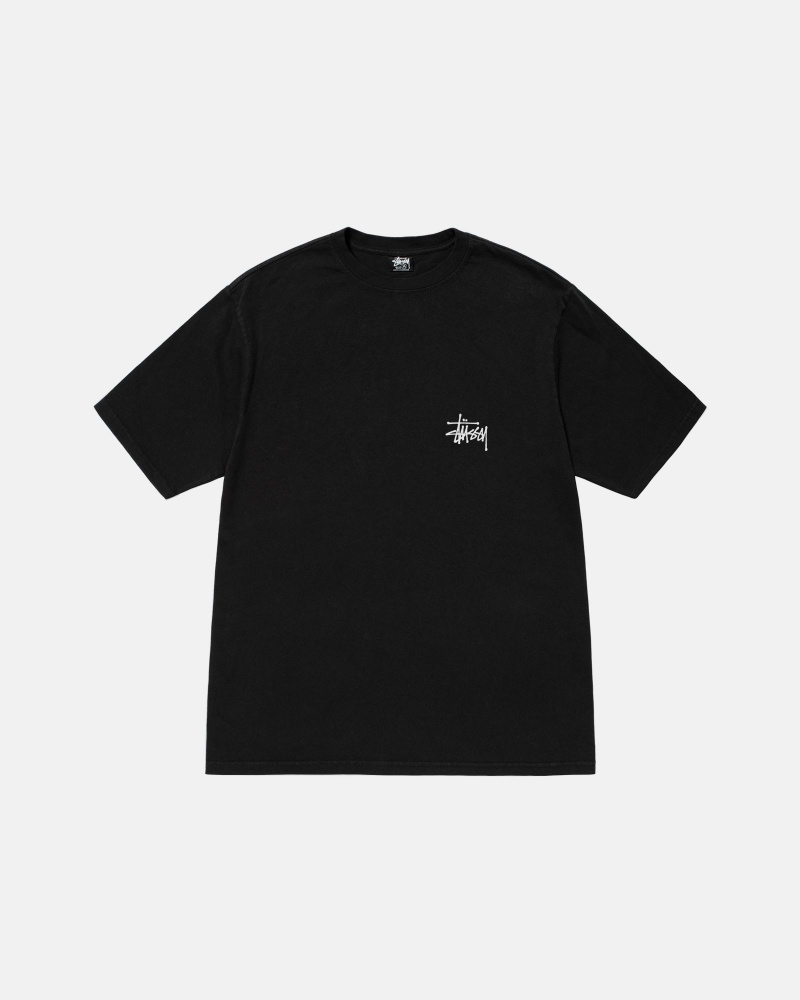 Stussy Basic Pigment Dyed T Shirts Black | 85720CPBM