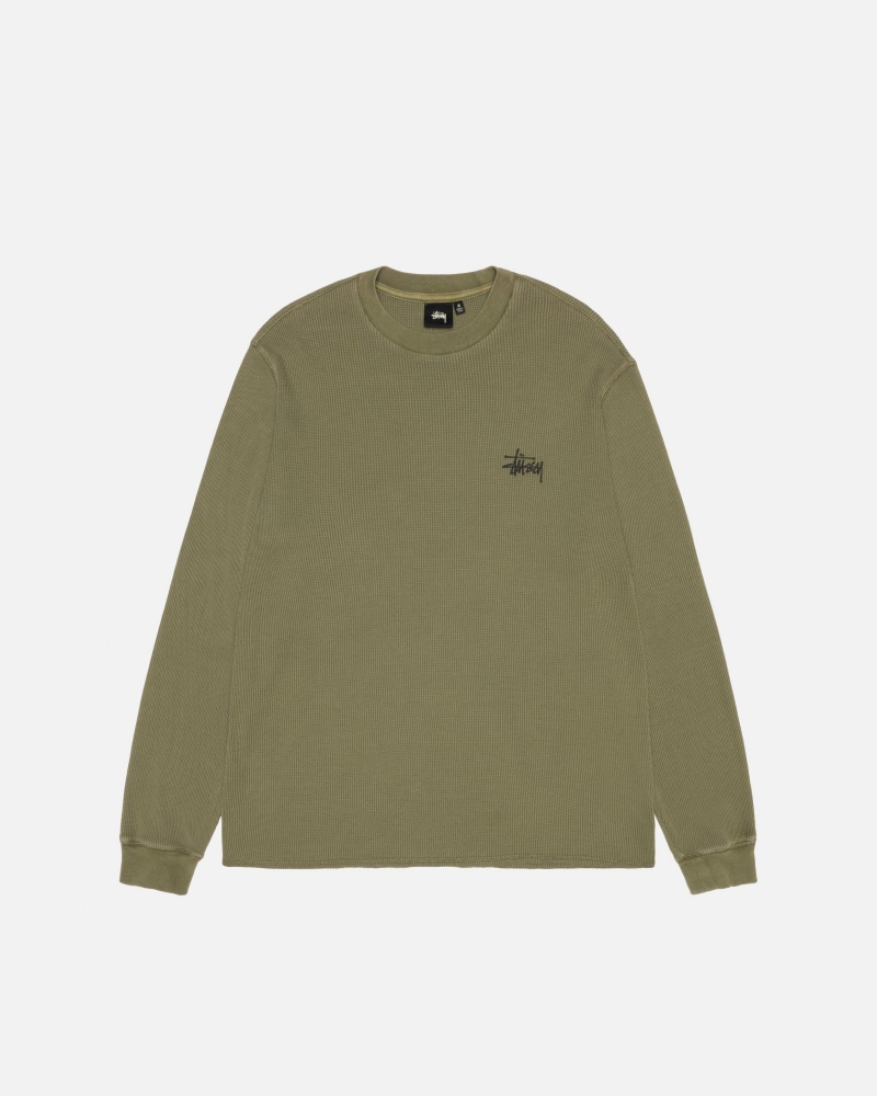 Stussy Basic Stock Ls Thermal T Shirts Olive | 47803NAQF