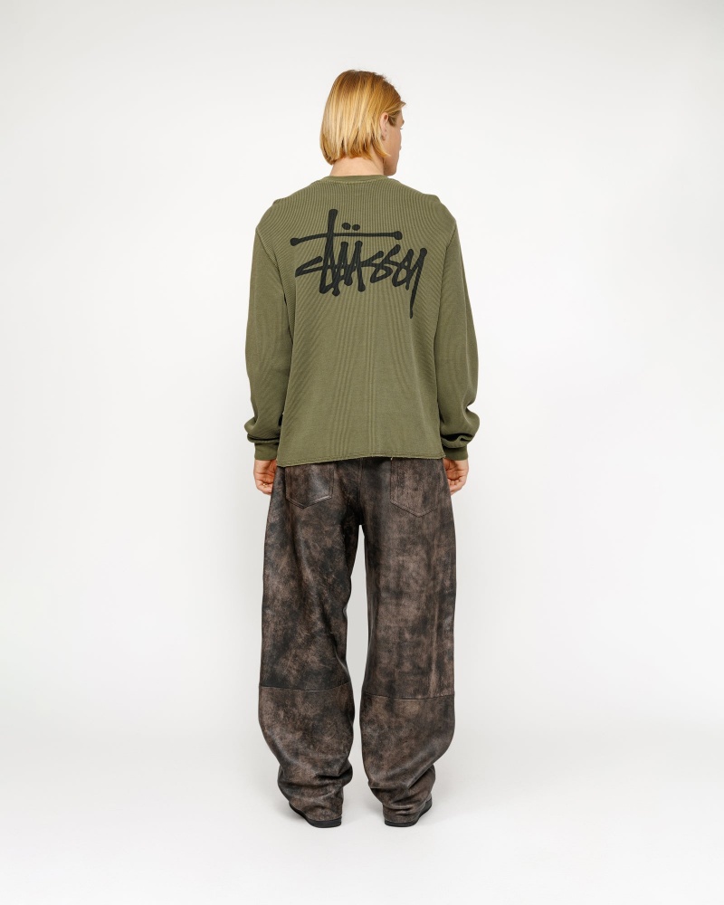 Stussy Basic Stock Ls Thermal T Shirts Olive | 47803NAQF