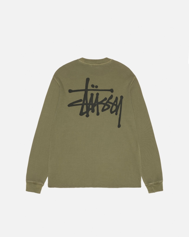 Stussy Basic Stock Ls Thermal T Shirts Olive | 47803NAQF