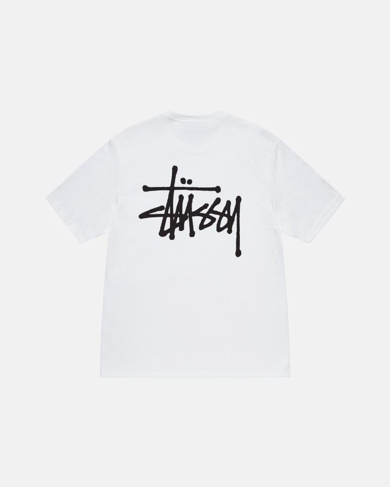 Stussy Basic T Shirts White | 46851MJWA