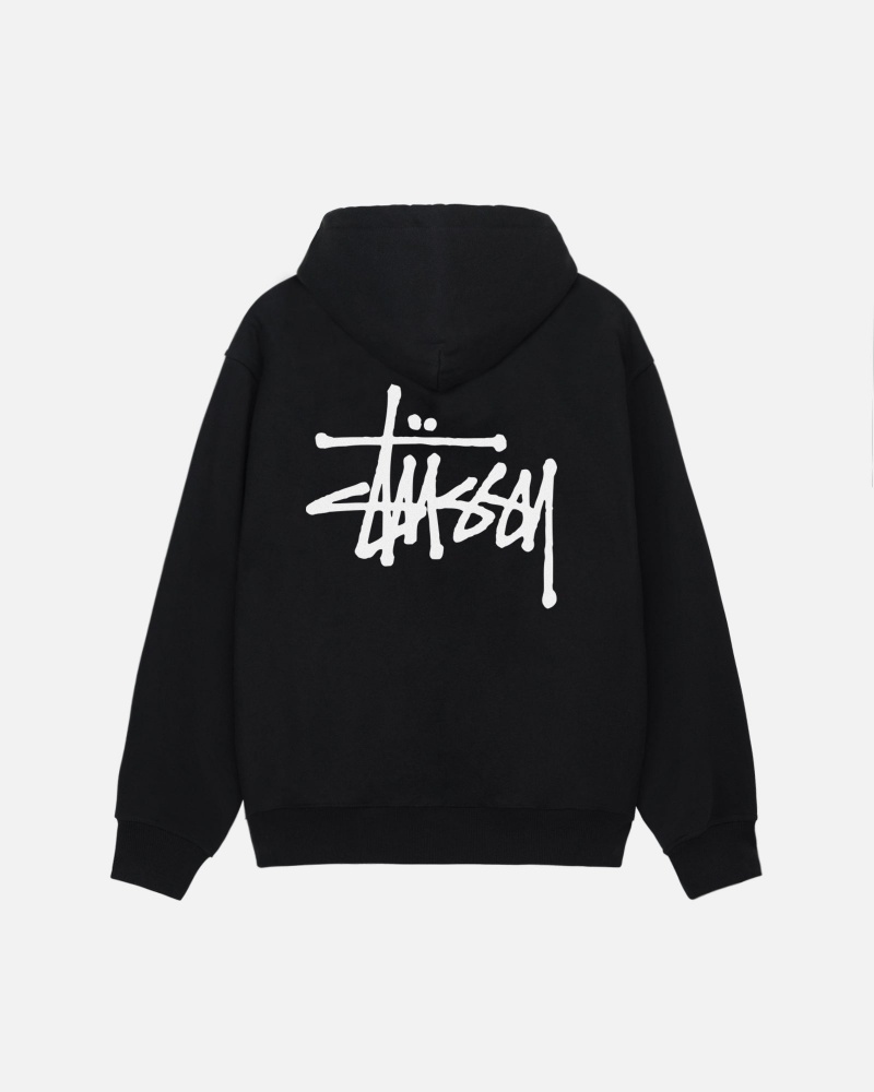 Stussy Basic Zip Hoodie Black | 39785ZFPM