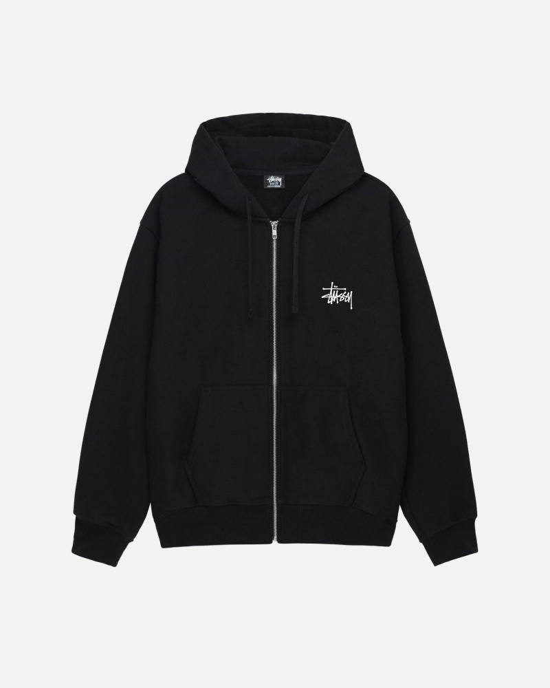 Stussy Basic Zip Hoodie Black | 39785ZFPM