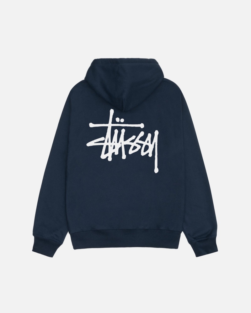 Stussy Basic Zip Hoodie Navy | 16597NHZC