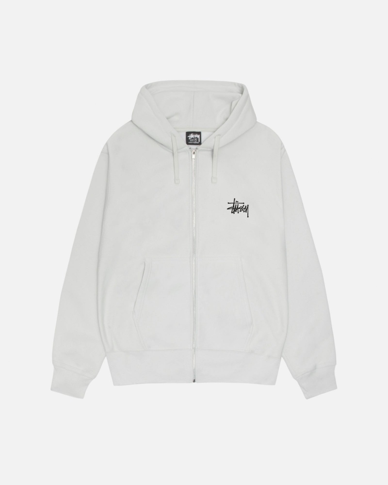 Stussy Basic Zip Hoodie White | 50968FSWT