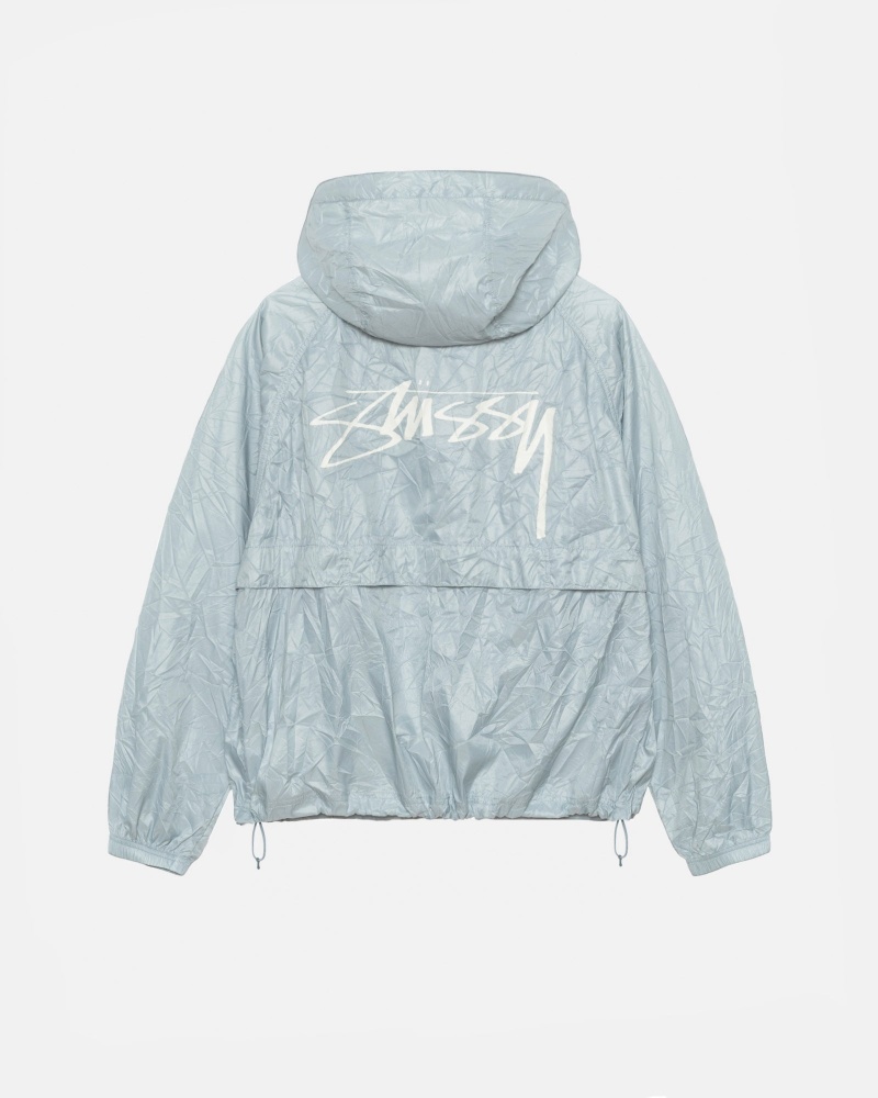 Stussy Beach Shell Wrinkled Nylon Coats White | 47219MSDJ