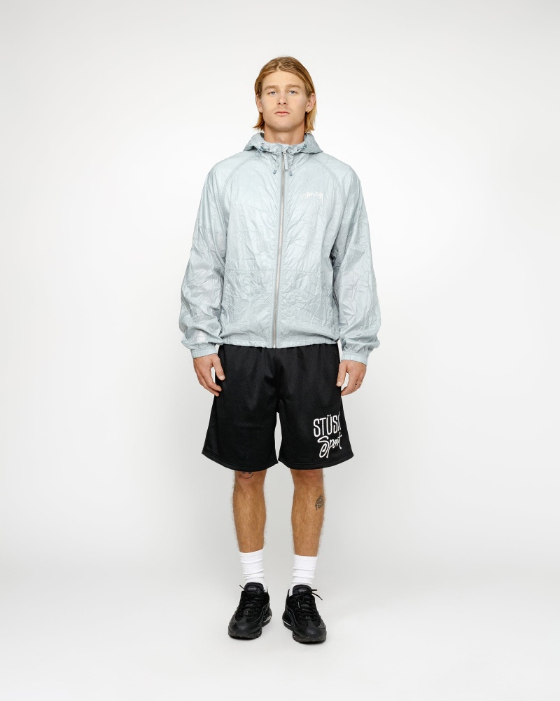 Stussy Beach Shell Wrinkled Nylon Coats White | 47219MSDJ