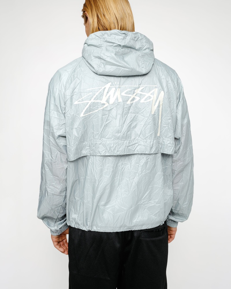 Stussy Beach Shell Wrinkled Nylon Coats White | 47219MSDJ