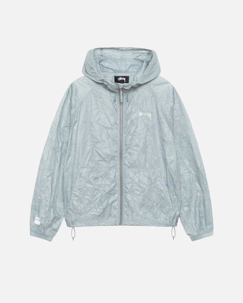 Stussy Beach Shell Wrinkled Nylon Coats White | 47219MSDJ