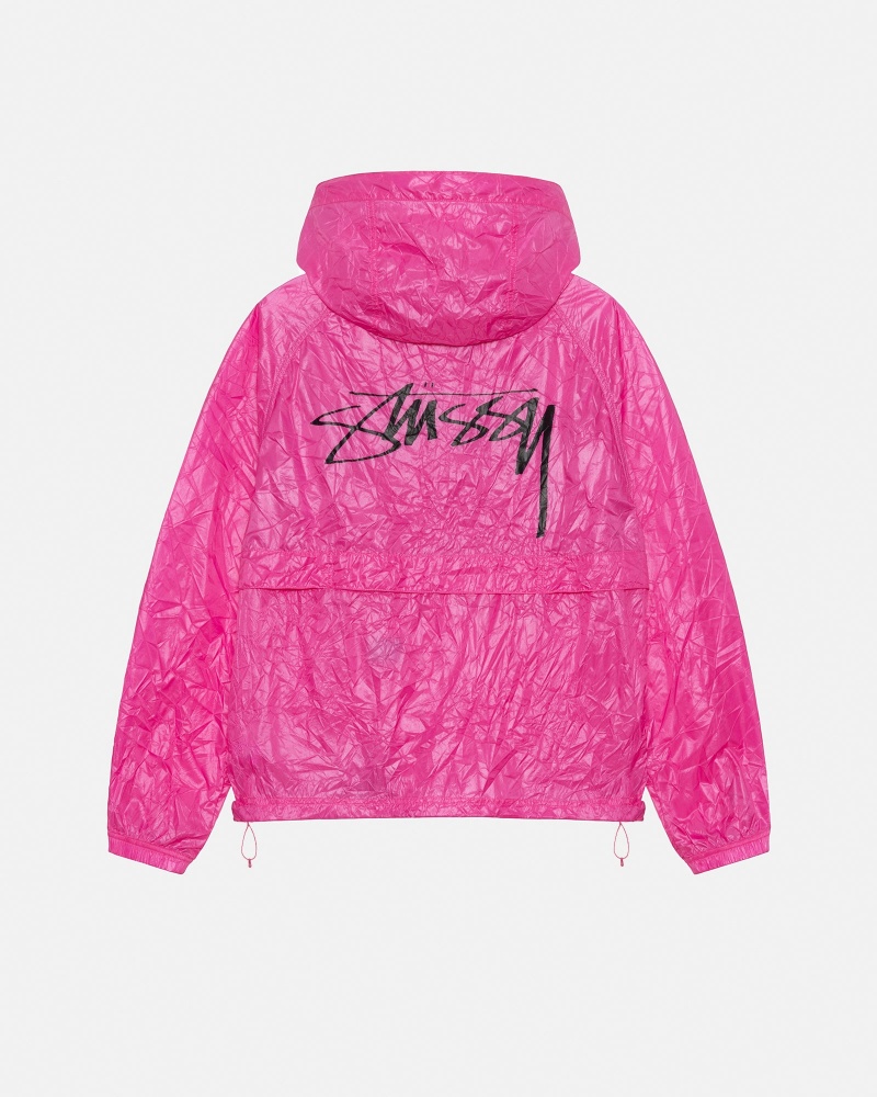 Stussy Beach Shell Wrinkled Nylon Coats Pink | 39745ZHQX