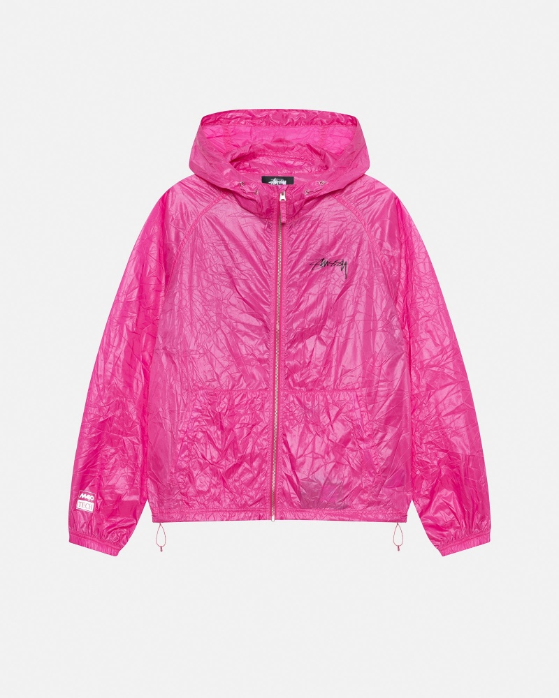 Stussy Beach Shell Wrinkled Nylon Coats Pink | 39745ZHQX