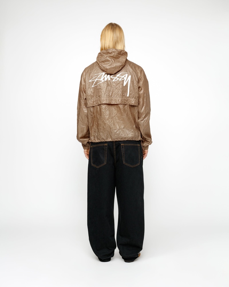 Stussy Beach Shell Wrinkled Nylon Coats Brown | 97652LHMG