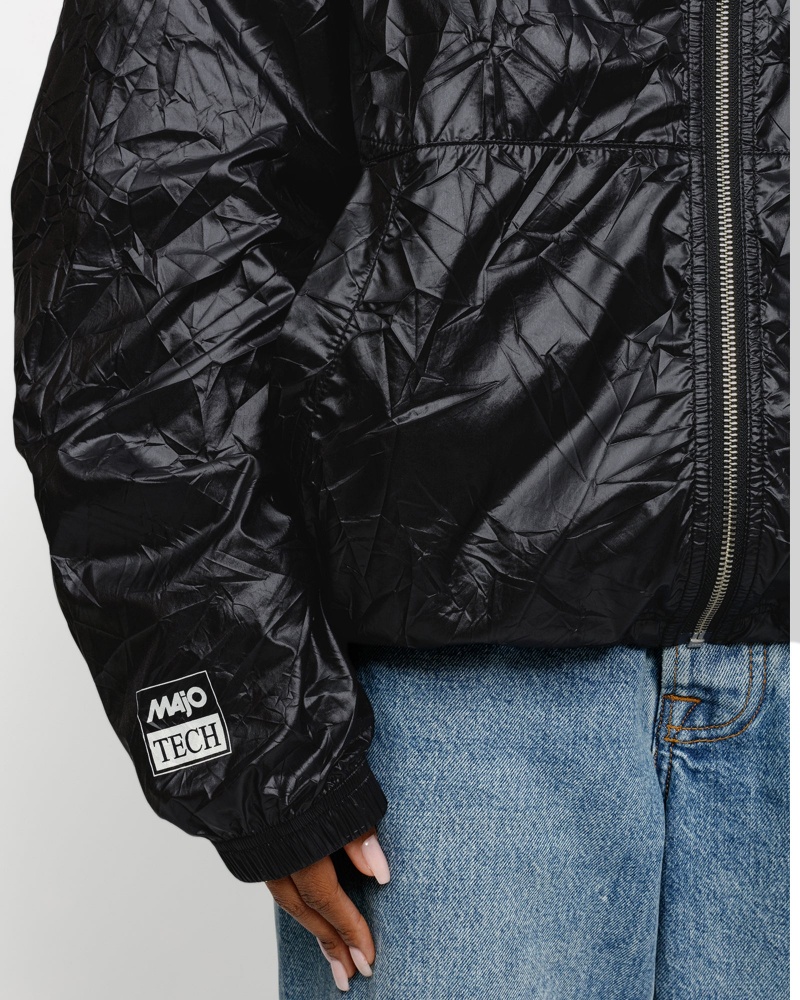 Stussy Beach Shell Wrinkled Nylon Coats Black | 49207RPBI