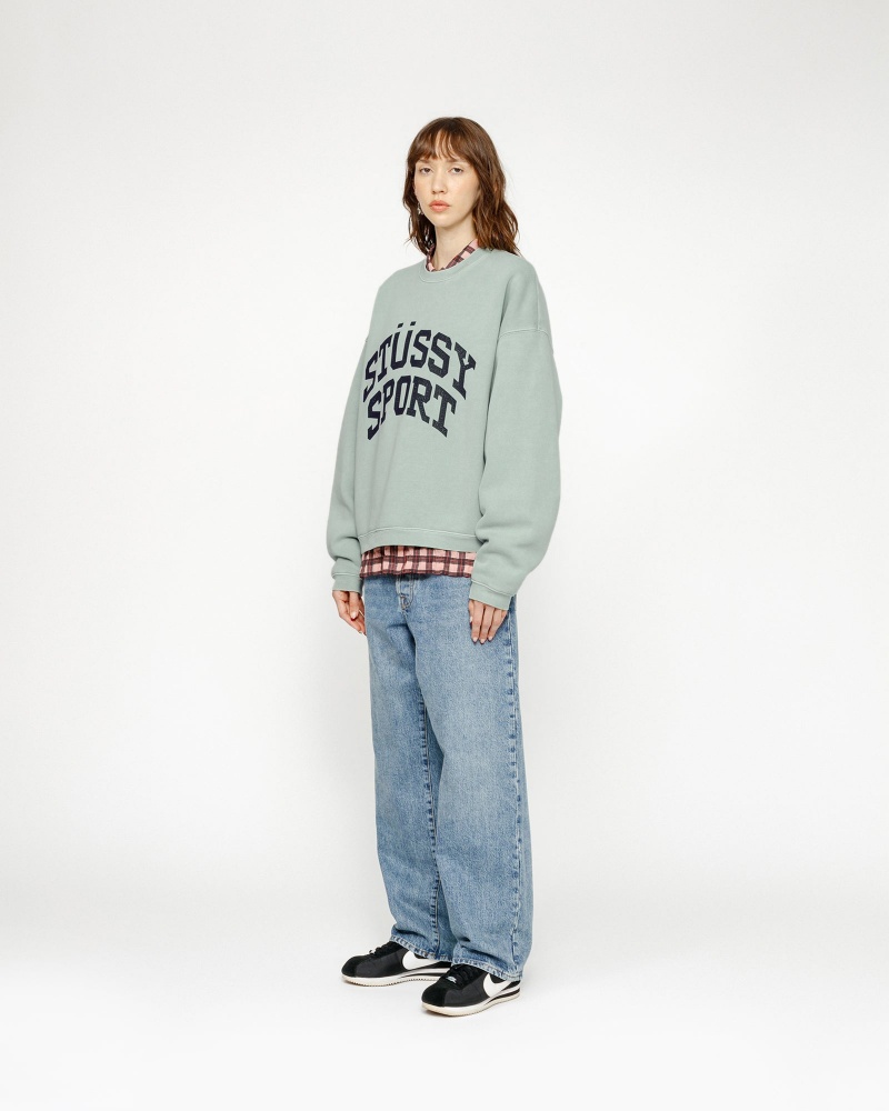 Stussy Big Crackle Sport Crew Sweatshirts Light Blue | 90158BYRS