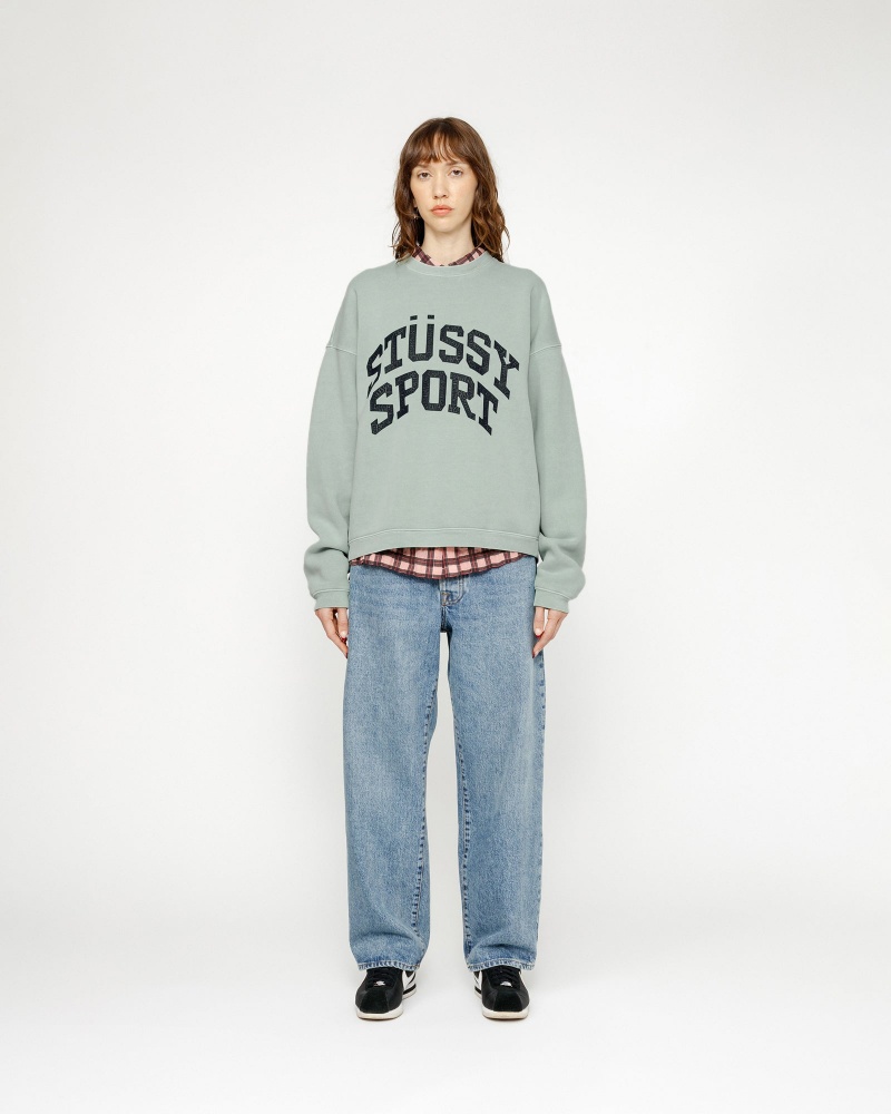 Stussy Big Crackle Sport Crew Sweatshirts Light Blue | 90158BYRS