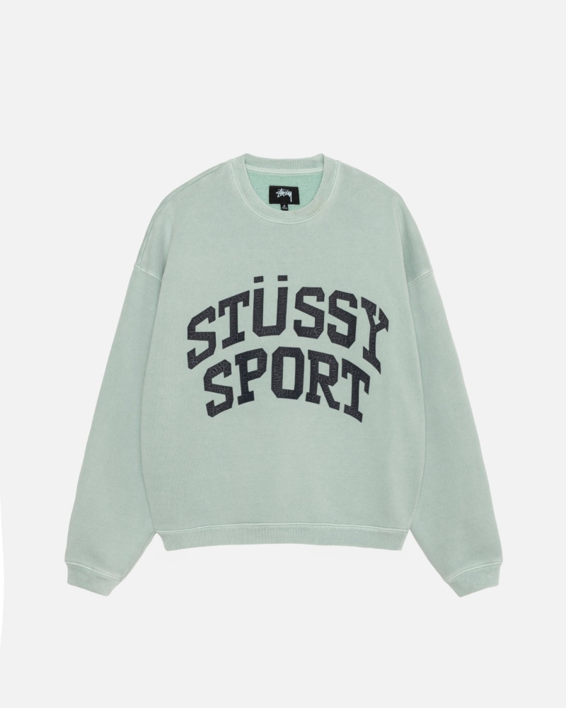 Stussy Big Crackle Sport Crew Sweatshirts Light Blue | 90158BYRS