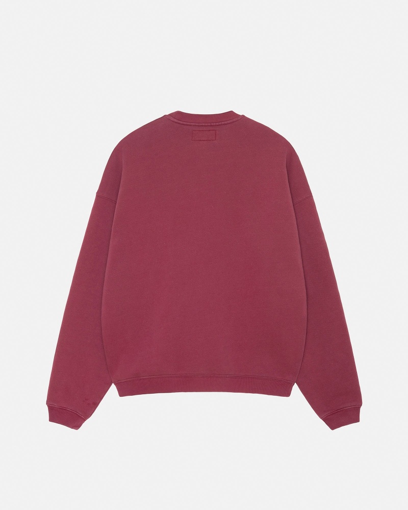 Stussy Big Crackle Sport Crew Sweatshirts Burgundy | 52189BIMS