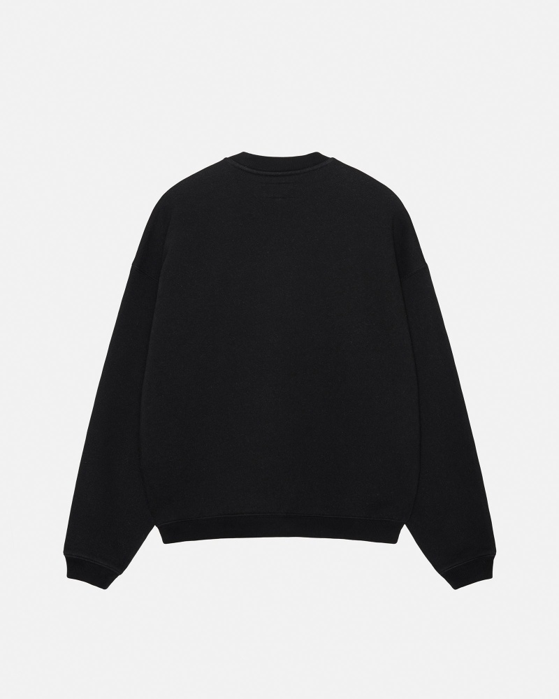 Stussy Big Crackle Sport Crew Sweatshirts Black | 57182PMEW