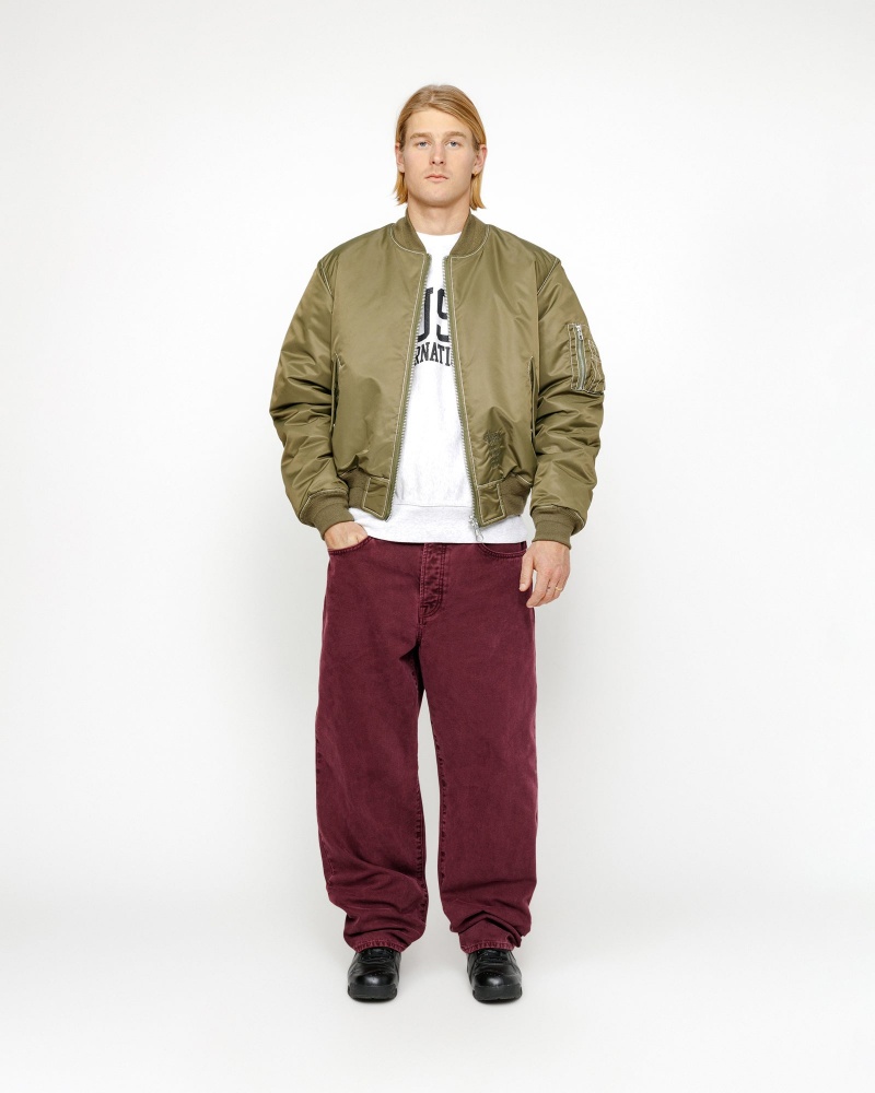 Stussy Big Ol' Washed Canvas Jeans Burgundy | 78293LSGY