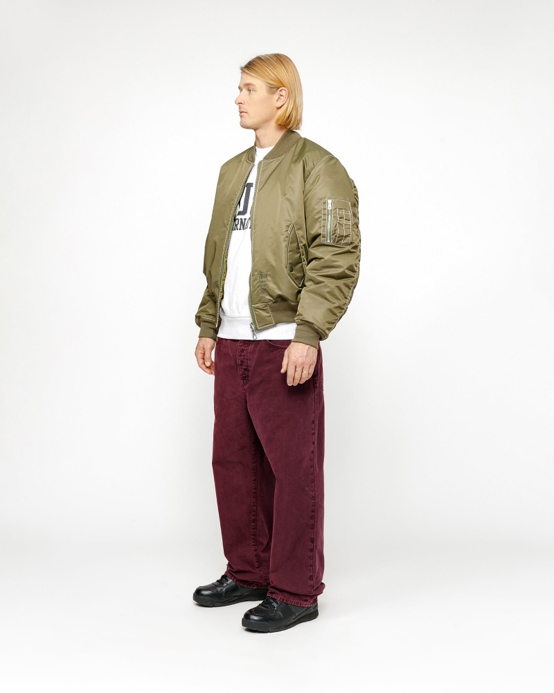 Stussy Big Ol' Washed Canvas Jeans Burgundy | 78293LSGY