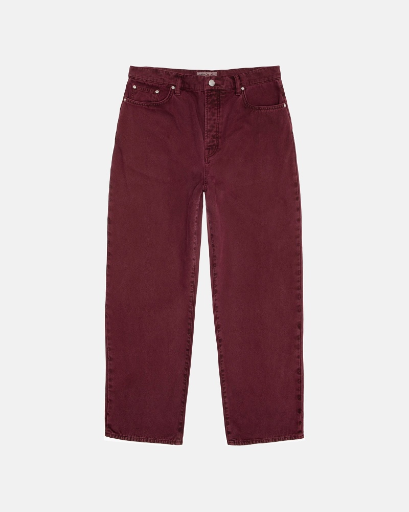 Stussy Big Ol\' Washed Canvas Jeans Burgundy | 78293LSGY