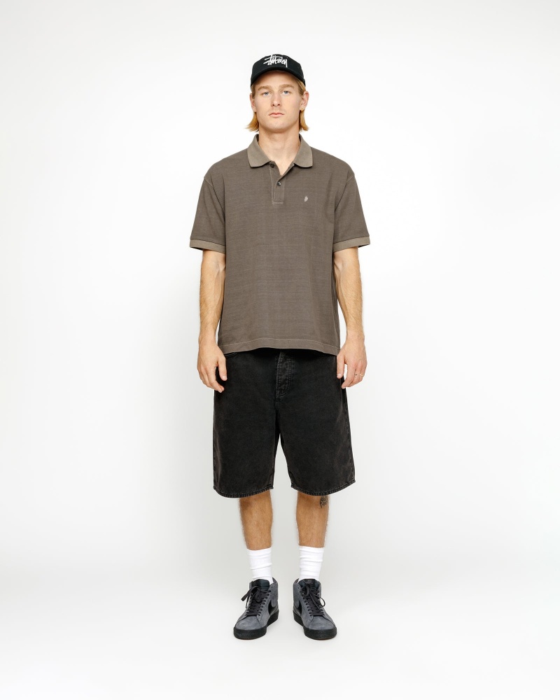 Stussy Big Ol' Washed Canvas Shorts Black | 75931UZPM