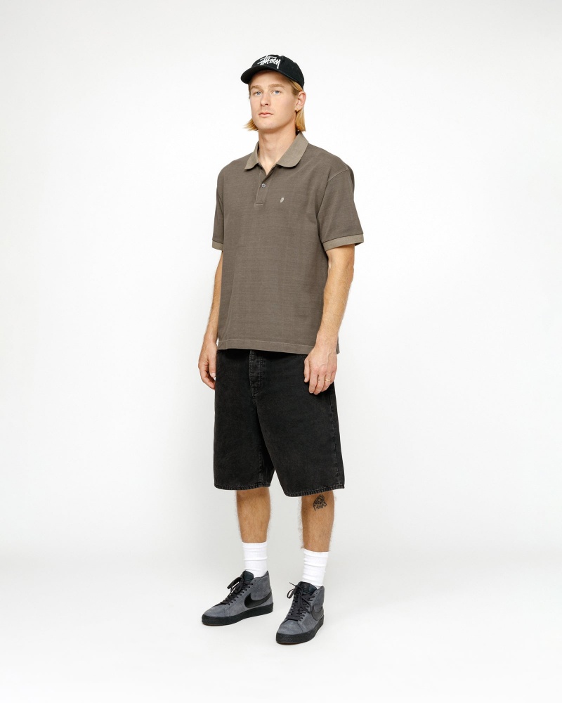 Stussy Big Ol' Washed Canvas Shorts Black | 75931UZPM