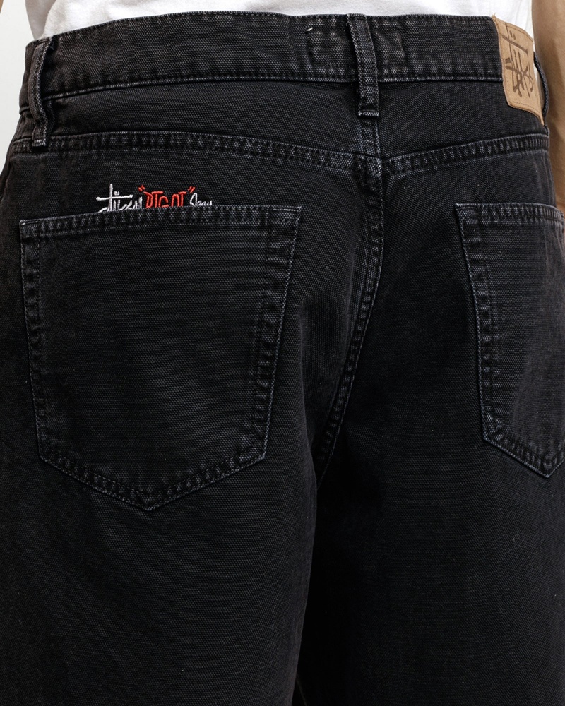 Stussy Big Ol' Washed Canvas Shorts Black | 75931UZPM