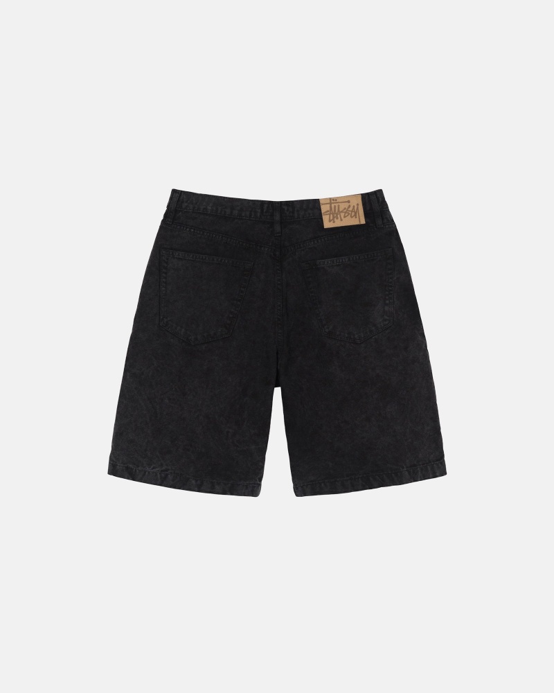 Stussy Big Ol' Washed Canvas Shorts Black | 75931UZPM