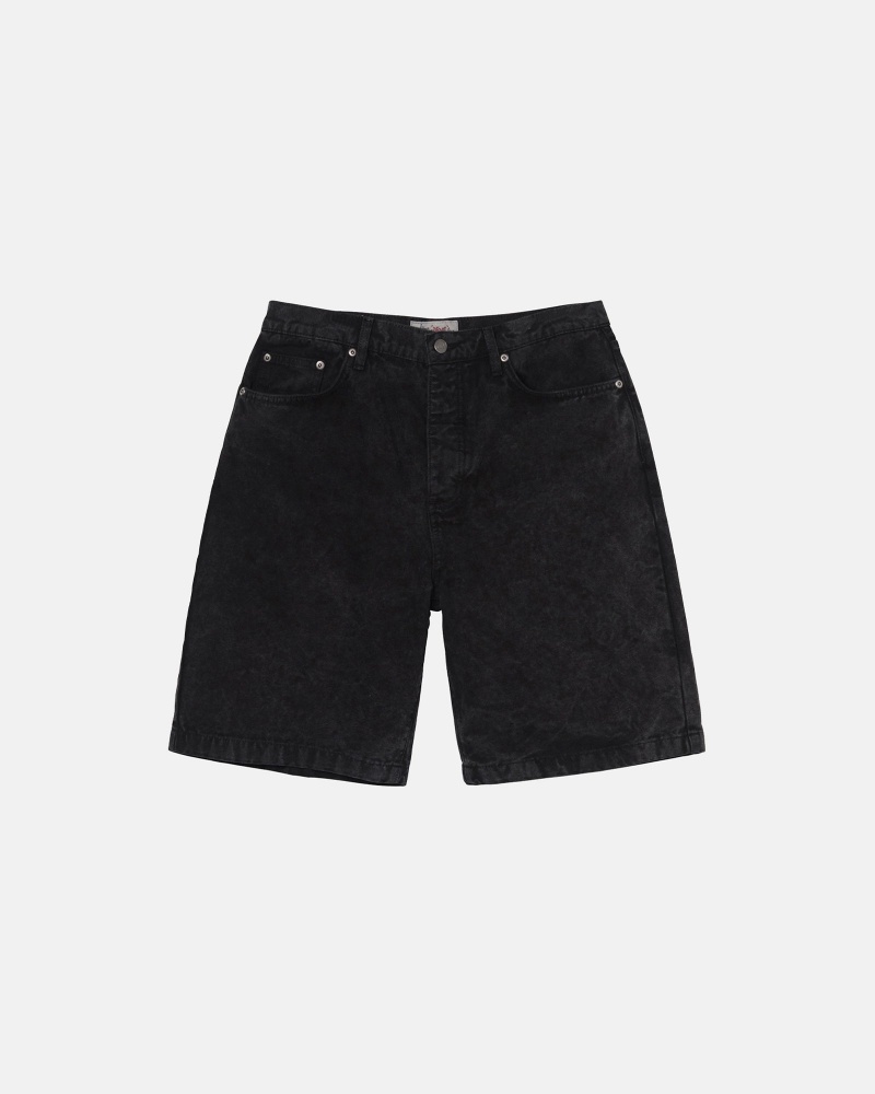 Stussy Big Ol\' Washed Canvas Shorts Black | 75931UZPM