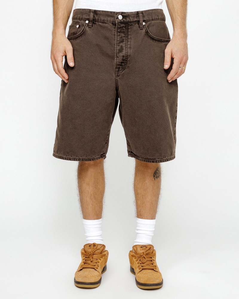 Stussy Big Ol' Washed Canvas Shorts Brown | 59234ZGTN