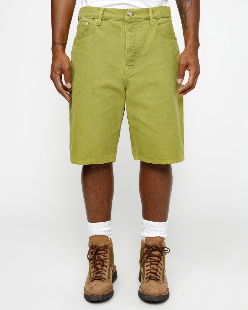 Stussy Big Ol' Washed Canvas Shorts Green | 16439DOJI