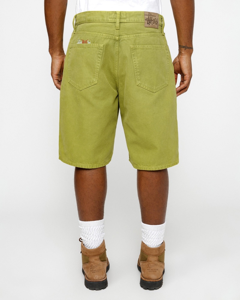 Stussy Big Ol' Washed Canvas Shorts Green | 16439DOJI