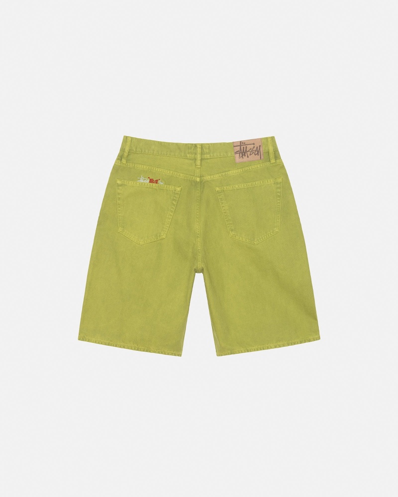 Stussy Big Ol' Washed Canvas Shorts Green | 16439DOJI