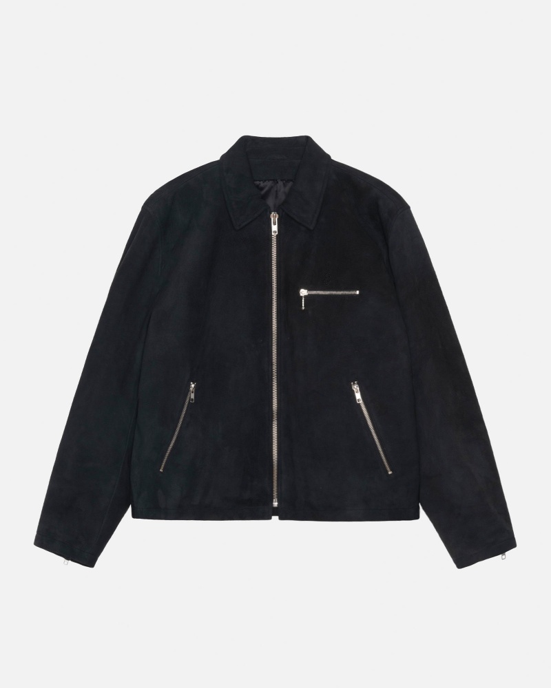 Stussy Bing Suede Jackets Black | 31254HPCD