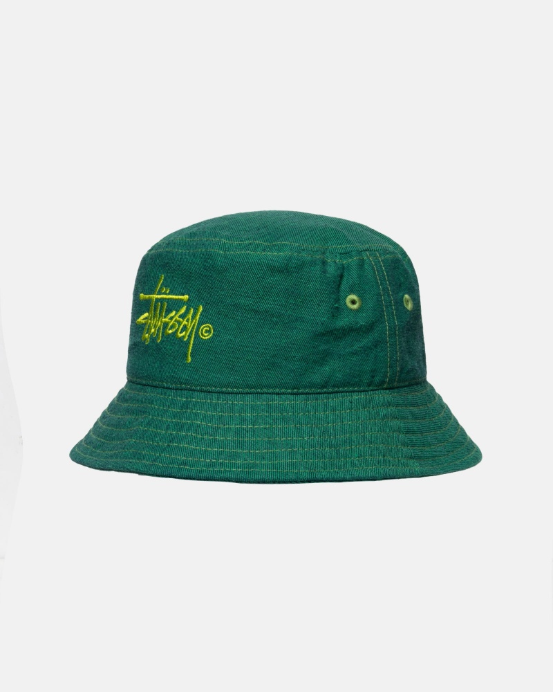 Stussy Bucket Copyright Hats Green | 41365GNVC