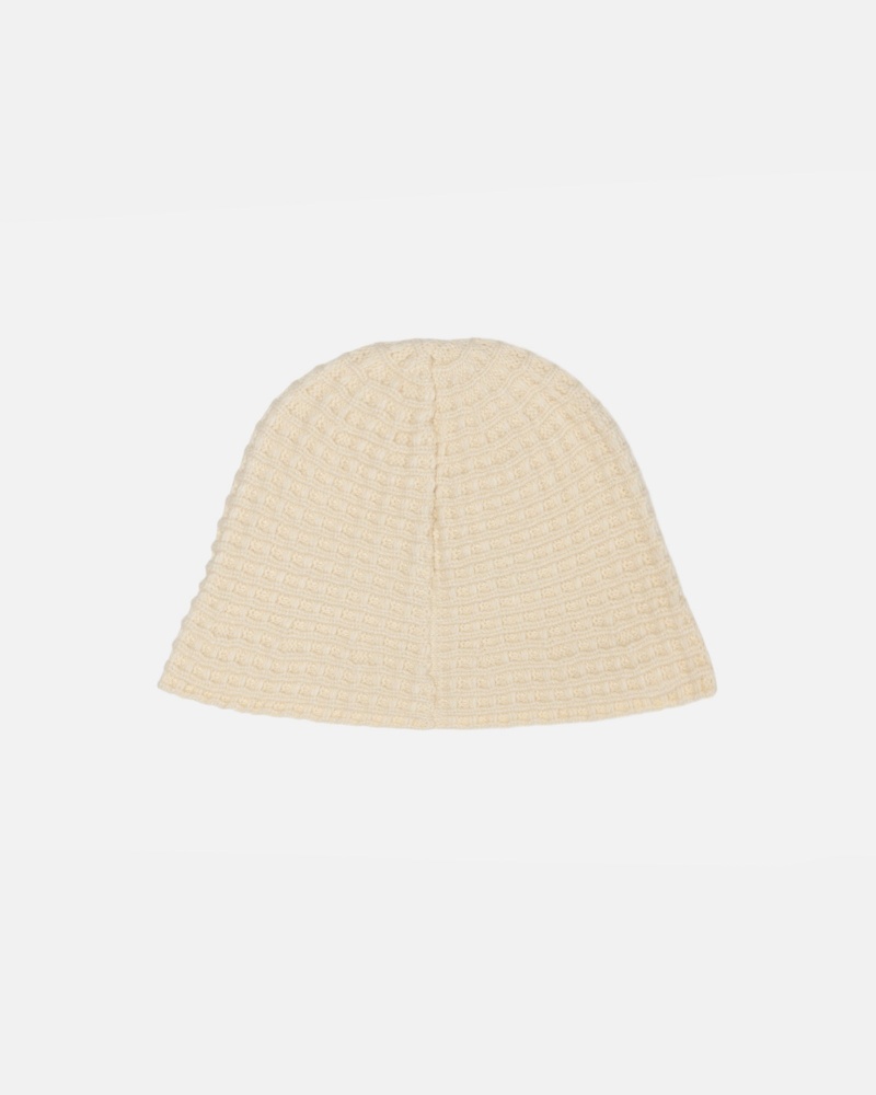 Stussy Bucket Waffle Knit Hats Beige | 79108MTNQ