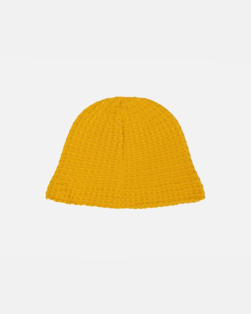 Stussy Bucket Waffle Knit Hats Yellow | 03826TLZX