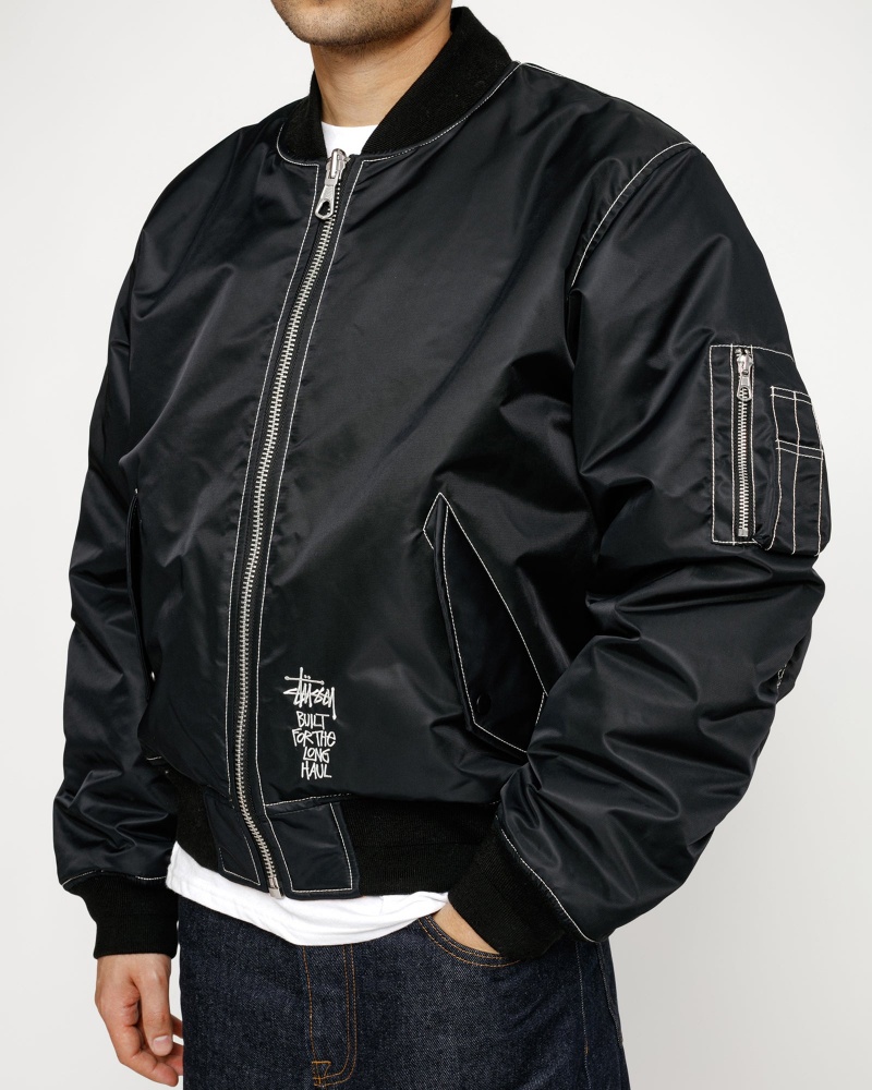 Stussy Built Reversible Bomber Jackets Black | 04965CNMW