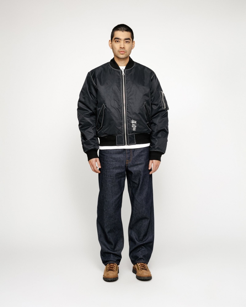 Stussy Built Reversible Bomber Jackets Black | 04965CNMW