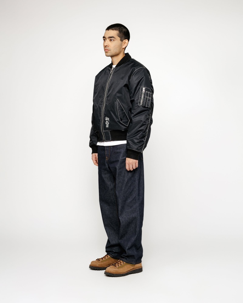 Stussy Built Reversible Bomber Jackets Black | 04965CNMW