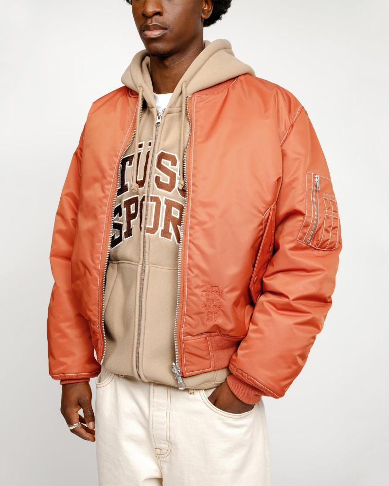 Stussy Built Reversible Bomber Jackets Dark Red | 53687JZTH