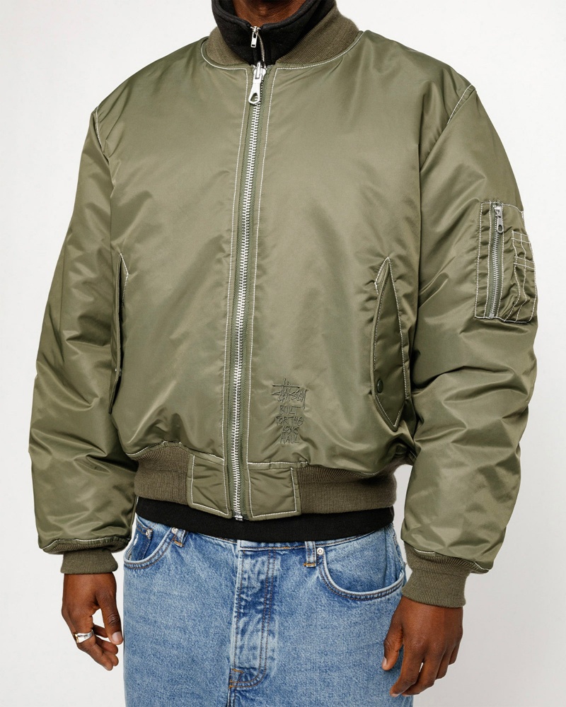 Stussy Built Reversible Bomber Jackets Olive | 91578DEZW