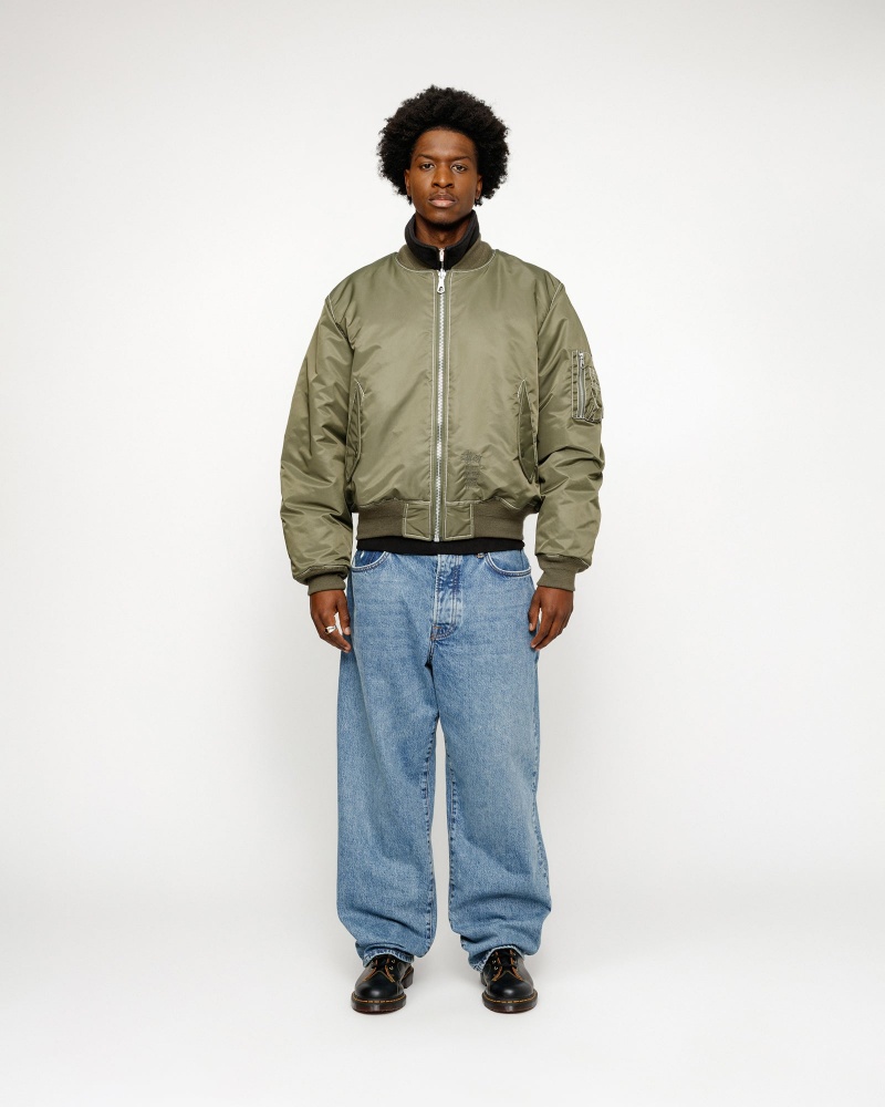 Stussy Built Reversible Bomber Jackets Olive | 91578DEZW