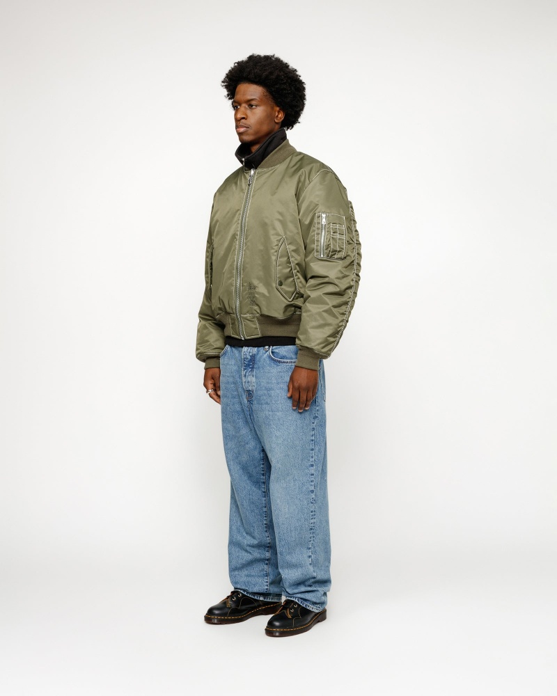 Stussy Built Reversible Bomber Jackets Olive | 91578DEZW