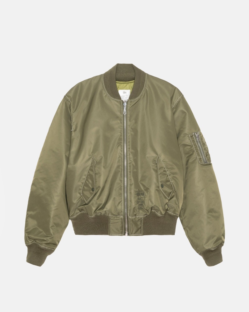 Stussy Built Reversible Bomber Jackets Olive | 91578DEZW