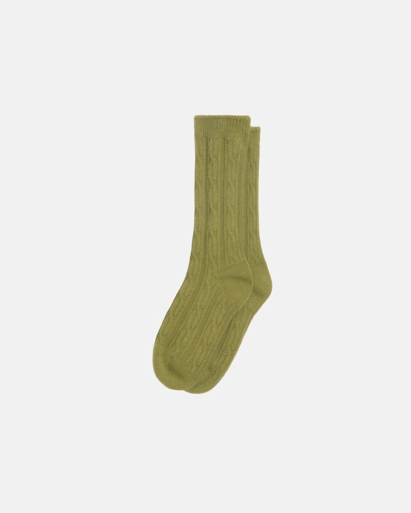 Stussy Cable Knit S Dress Socks Light Green | 15742OVWU