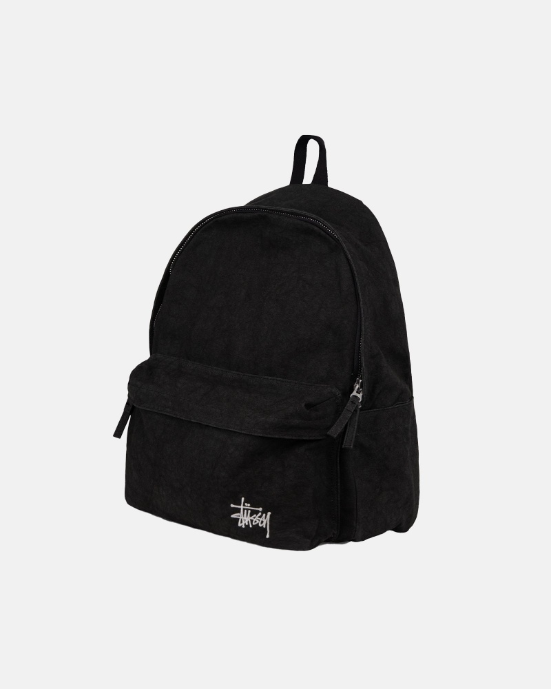 Stussy Canvas Backpacks Black | 39860FNQM